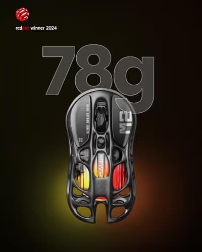 GravaStar Mercury M2 Wireless Gaming Mouse with 26,000 DPI, PAW3395DM Sensor -79g Lightweight Hollowed-Out Design -5 Programmable Buttons -5 Dynamic Lightsync RGB image