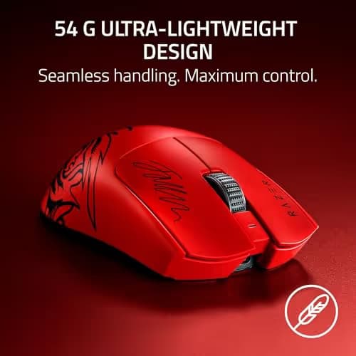 Razer Viper V3 Pro Wireless Esports Gaming Mouse: Symmetrical - 54g Lightweight - 8K Polling - 35K DPI Optical Sensor - Gen3 Optical Switches - 8 Programmable Controls - 95 Hr Battery - Faker Edition image