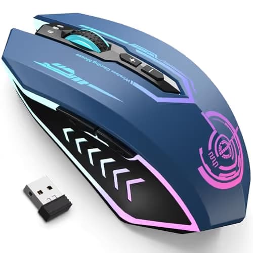 UHURU Gaming Mouse, Wireless Gaming Mouse with 7 Buttons 7 Changeable LED Color up to 12000 DPI, Rechargeable USB Gamer Mouse for PC Laptop (Blue) main image