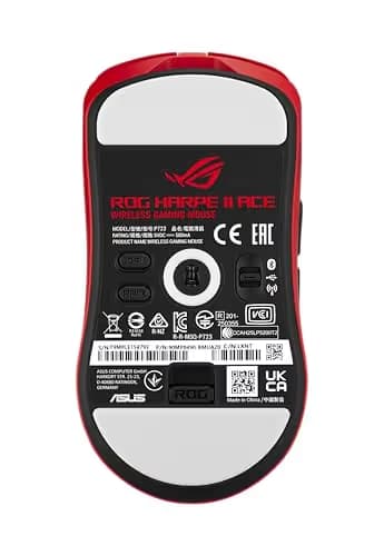 ASUS ROG Harpe II Ace Wireless Esports Gaming Mouse – Pro-Tested, Right-Handed, 48g Lightweight, Tri-Mode Connectivity, 42K DPI, 8K Polling, 101Hr Battery, Web-Based Tool, PC/Mac Support – Lava Red image