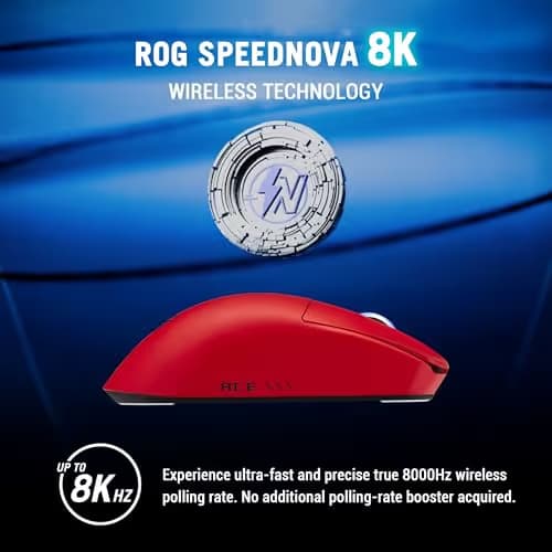 ASUS ROG Harpe II Ace Wireless Esports Gaming Mouse – Pro-Tested, Right-Handed, 48g Lightweight, Tri-Mode Connectivity, 42K DPI, 8K Polling, 101Hr Battery, Web-Based Tool, PC/Mac Support – Lava Red image