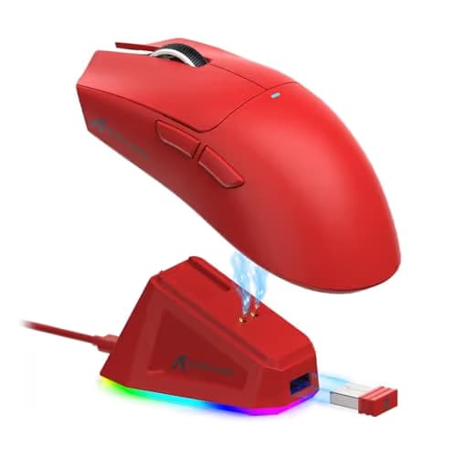 ATTACK SHARK X11 Lightweight Wireless Gaming Mouse with RGB Charging Dock,Tri-Mode-2.4G/USB-C Wired/BT,22K DPI,PAW3311 Optical Sensor,HUYU Switch, 5 programmable Buttons for PC/Mac(Red) main image