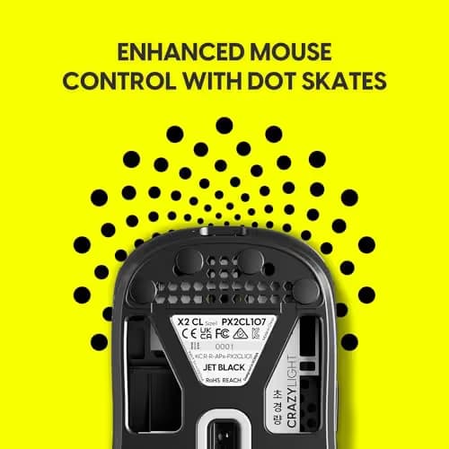 Pulsar Gaming Gears X2 Crazylight Wireless Gaming Mouse, Ultra Lightweight 1.38 oz (39g), Optical Switch, 32000 DPI, 750 IPS, XS-1 Sensor, 8k Compatible (Medium, Jet Black) image