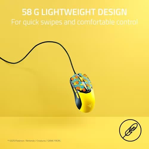 Razer Cobra Wired Gaming Mouse: 58g Lightweight - Gen-3 Optical Switches - Chroma RGB Lighting - Precise 8500 DPI Optical Sensor - 100% PTFE Mouse Feet - Speedflex Cable - Pokémon Edition image