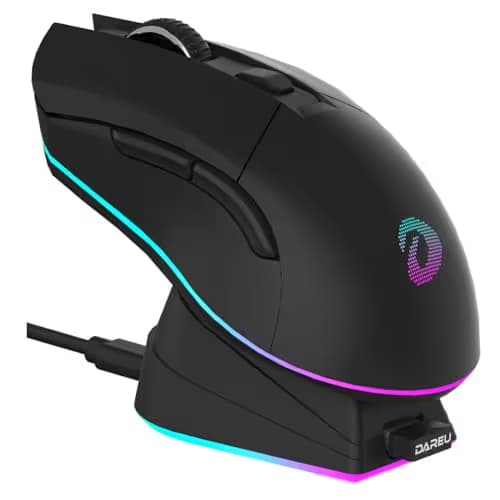 DAREU EM901X Wireless Gaming Mouse with Charging Dock Rechargeable RGB,12K DPI,6 Programmable Buttons High-Precision Sensor [300IPS] [1000Hz] for PC Notebook Mac main image