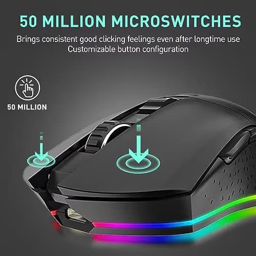 DAREU EM901X Wireless Gaming Mouse with Charging Dock Rechargeable RGB,12K DPI,6 Programmable Buttons High-Precision Sensor [300IPS] [1000Hz] for PC Notebook Mac image