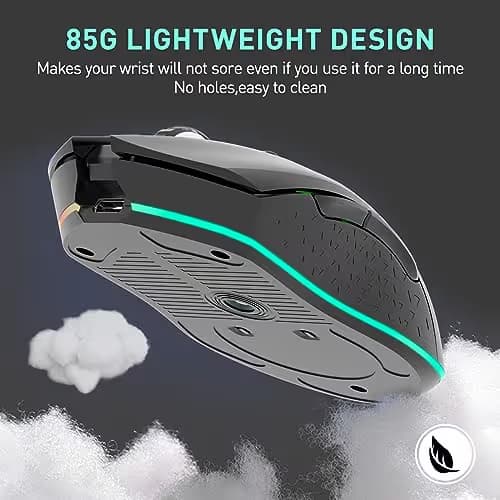DAREU EM901X Wireless Gaming Mouse with Charging Dock Rechargeable RGB,12K DPI,6 Programmable Buttons High-Precision Sensor [300IPS] [1000Hz] for PC Notebook Mac image