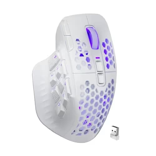 SOLAKAKA SM809 Pro Gaming Mouse with 9 Side Buttons,24000 DPI RGB Mouse for Gamer,16 Programmable Macros MMO Mouse,White image