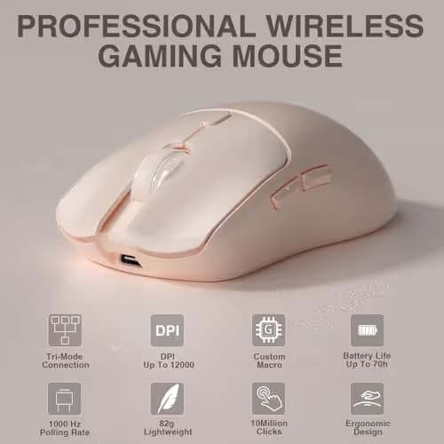 AULA SC580X Wireless Gaming Mouse, Tri-Mode 2.4G/BT5.0/USB-C Gaming Mice with 12000 DPI, 6 Programmable Buttons, Rechargeable Computer Mouse for Laptop/PC/Mac/Tablet image