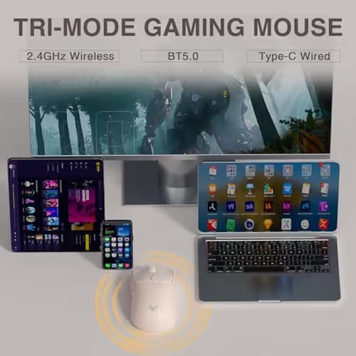 AULA SC580X Wireless Gaming Mouse, Tri-Mode 2.4G/BT5.0/USB-C Gaming Mice with 12000 DPI, 6 Programmable Buttons, Rechargeable Computer Mouse for Laptop/PC/Mac/Tablet image
