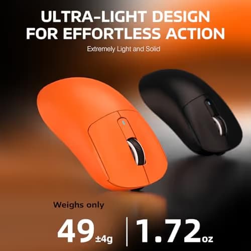 ATTACK SHARK X3 Lightweight Wireless Gaming Mouse with Tri-Mode 2.4G/USB-C Wired/Bluetooth,Up to 26K DPI, PAW3395 Optical Sensor,Kailh GM8.0 Switch,5 programmable Buttons for PC/Win/Mac(Orange) image