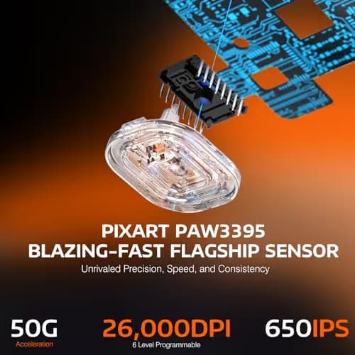 ATTACK SHARK X3 Lightweight Wireless Gaming Mouse with Tri-Mode 2.4G/USB-C Wired/Bluetooth,Up to 26K DPI, PAW3395 Optical Sensor,Kailh GM8.0 Switch,5 programmable Buttons for PC/Win/Mac(Orange) image