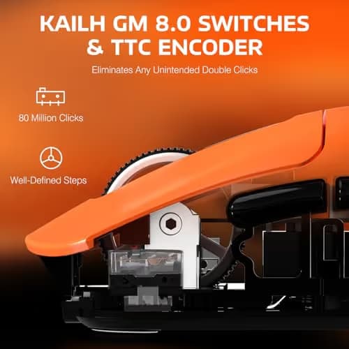 ATTACK SHARK X3 Lightweight Wireless Gaming Mouse with Tri-Mode 2.4G/USB-C Wired/Bluetooth,Up to 26K DPI, PAW3395 Optical Sensor,Kailh GM8.0 Switch,5 programmable Buttons for PC/Win/Mac(Orange) image