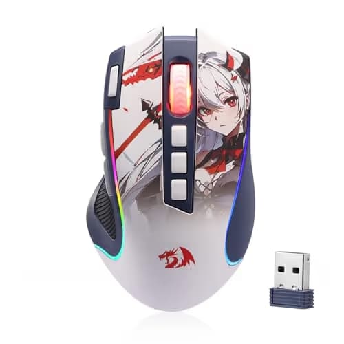 Redragon M612AK PRO RGB Anime Gaming Mouse, 8000 DPI Wired/Wireless Optical Mouse with 9 Programmable Buttons & 7 Backlit Modes, BT & 2.4G Wireless, Software Supports DIY Keybinds Rapid Fire Button main image