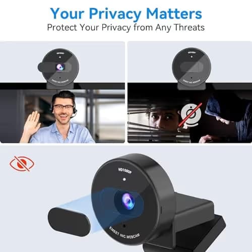 EMEET C950 1080P Webcam - USB Webcam with Microphone & Physical Privacy Cover, Auto Light Correction, Fixed Focus, USB Plug & Play, Ultra Web Cam w/ 70°View for Meeting/Online Classes/Zoom/YouTube image