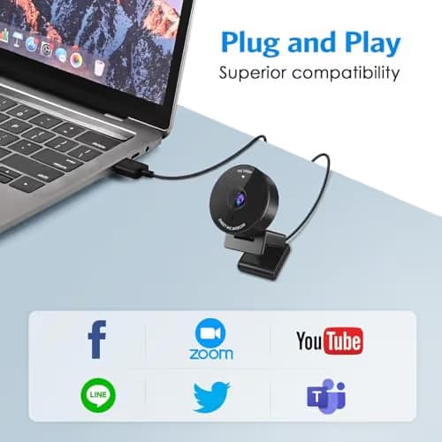 EMEET C950 1080P Webcam - USB Webcam with Microphone & Physical Privacy Cover, Auto Light Correction, Fixed Focus, USB Plug & Play, Ultra Web Cam w/ 70°View for Meeting/Online Classes/Zoom/YouTube image