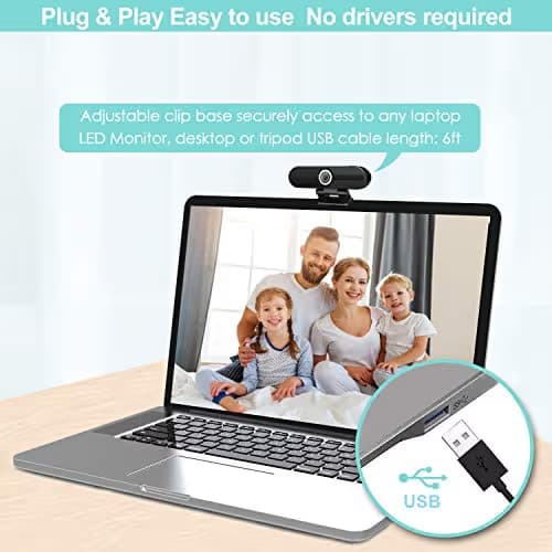 UHD 4K Webcam with Microphone: 8MP USB Computer Web Camera with Privacy Shutter and Tripod, External Webcam Pro Streaming Webcams PC Cam w/Mic Noise Reduction for Winsdows Mac OS Desktop Laptop image