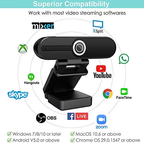 UHD 4K Webcam with Microphone: 8MP USB Computer Web Camera with Privacy Shutter and Tripod, External Webcam Pro Streaming Webcams PC Cam w/Mic Noise Reduction for Winsdows Mac OS Desktop Laptop image
