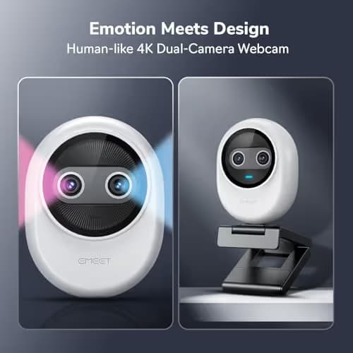 EMEET Piko 4K Webcam for Streaming, World’s 1st Dual-Camera AI-Powered 4K Camera w/AI Autofocus, 3 Mics Array&3 Sound Modes, USB Webcam with Clip, Great for Streaming, Desk Setup and Creative Gifts image