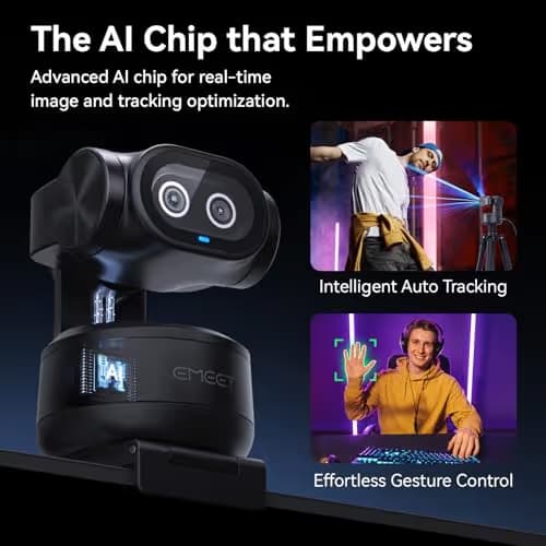 EMEET PIXY Dual-Camera AI-Powered PTZ Camera 4K, AI Tracking, PDAF&AI Autofocus 0.2s, 1/2.55'' Sony Sensor, 3 Mics, Presets, Gesture Control, 4K Webcam for Streaming and OBS/Twitch/Switch 2 Compatible image