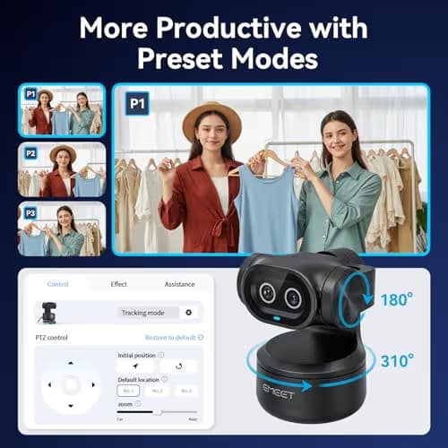 EMEET PIXY Dual-Camera AI-Powered PTZ Camera 4K, AI Tracking, PDAF&AI Autofocus 0.2s, 1/2.55'' Sony Sensor, 3 Mics, Presets, Gesture Control, 4K Webcam for Streaming and OBS/Twitch/Switch 2 Compatible image
