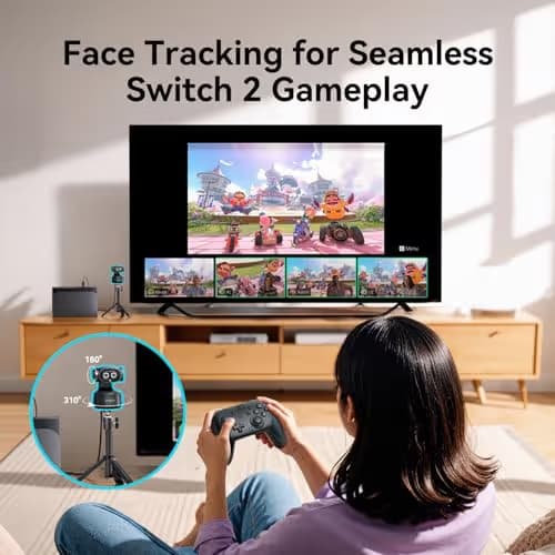 EMEET PIXY Dual-Camera AI-Powered PTZ Camera 4K, AI Tracking, PDAF&AI Autofocus 0.2s, 1/2.55'' Sony Sensor, 3 Mics, Presets, Gesture Control, 4K Webcam for Streaming and OBS/Twitch/Switch 2 Compatible image