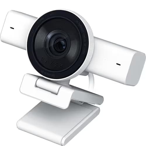 Razer Kiyo V2 Streaming Webcam: 4K 30 FPS, 1080p 60 FPS - AI Powered Auto-Framing - Built-in Microphone - Ultrawide Angle Lens - Privacy Cover - Works with OBS, Xsplit, Discord, Zoom, Teams - White main image