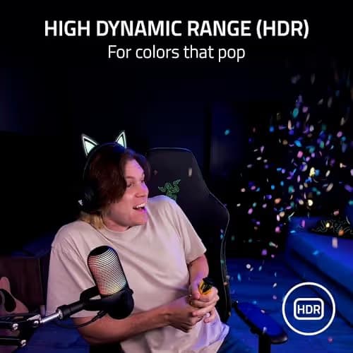 Razer Kiyo V2 Streaming Webcam: 4K 30 FPS, 1080p 60 FPS - AI Powered Auto-Framing - Built-in Microphone - Ultrawide Angle Lens - Privacy Cover - Works with OBS, Xsplit, Discord, Zoom, Teams - White image