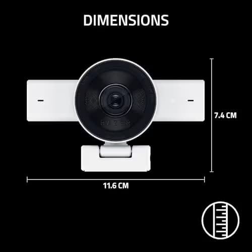 Razer Kiyo V2 Streaming Webcam: 4K 30 FPS, 1080p 60 FPS - AI Powered Auto-Framing - Built-in Microphone - Ultrawide Angle Lens - Privacy Cover - Works with OBS, Xsplit, Discord, Zoom, Teams - White image