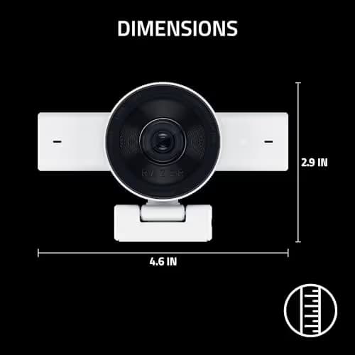 Razer Kiyo V2 Streaming Webcam: 4K 30 FPS, 1080p 60 FPS - AI Powered Auto-Framing - Built-in Microphone - Ultrawide Angle Lens - Privacy Cover - Works with OBS, Xsplit, Discord, Zoom, Teams - White image