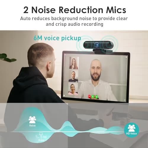 saylas 2K Webcam with Microphone, 78°FOV FHD PC Camera with 2K/30fps, 1080P/60fps, Privacy Cover, Plug & Play USB Web Cam, Autofocus, External Webcam for PC, Computer Web Camera for Laptop, Mac, Zoom image