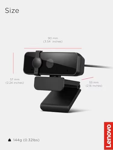 Lenovo 310 FHD Webcam, 1080p, FHD Resolution @30 FPS, Plug-and Play USB Connectivity, 1.8M Cable, 2 Integrated Microphones, External Privacy Shutter, Black image