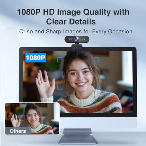 1080P Webcam with Microphone, eMeet Nova AutoFocus HD Webcam, 96°View Web Camera w/ 2 De-Noise Mics for Laptop/Desktop, Plug & Play USB Streaming Computer Camera for Conference/Calling/Teaching/Gaming image