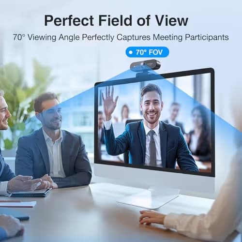 1080P Webcam with Microphone, eMeet Nova AutoFocus HD Webcam, 96°View Web Camera w/ 2 De-Noise Mics for Laptop/Desktop, Plug & Play USB Streaming Computer Camera for Conference/Calling/Teaching/Gaming image