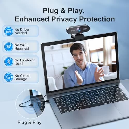 1080P Webcam with Microphone, eMeet Nova AutoFocus HD Webcam, 96°View Web Camera w/ 2 De-Noise Mics for Laptop/Desktop, Plug & Play USB Streaming Computer Camera for Conference/Calling/Teaching/Gaming image