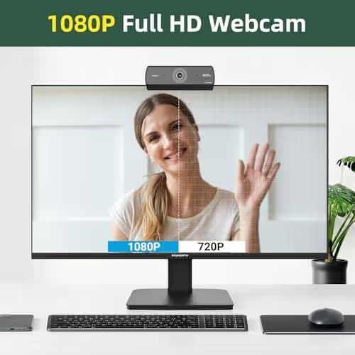 Xweiryn Webcam for PC, HD 1080P USB Plug-and-Play Computer Web Camera, High Definition Webcam for Desktop Laptop, Ideal for Online Class, Video Conference, Live Streaming & Gaming image
