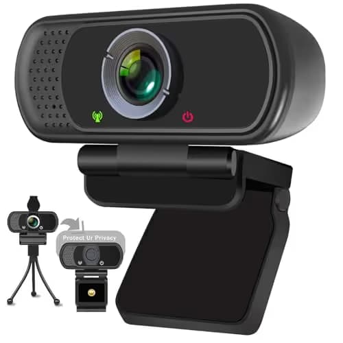 XPCAM Full HD 1080P Webcam with Privacy Shutter and Tripod, Pro Streaming Web Camera with Microphone, Widescreen USB Computer Camera for Laptop Desktop Mac image