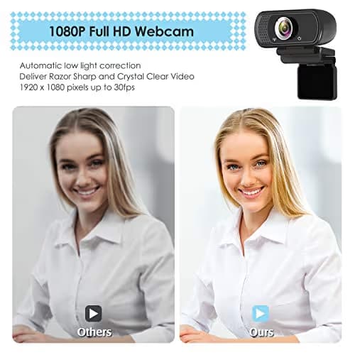 ToLuLu 1080P Webcam with Microphone, HD Webcam Web Camera with Tripod Stand, Widescreen USB Computer Camera, Streaming Mic Web cam for Online Calling/Conferencing,Facetime/YouTube Desktop Laptop PC image