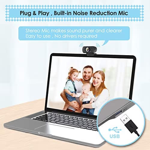 ToLuLu 1080P Webcam with Microphone, HD Webcam Web Camera with Tripod Stand, Widescreen USB Computer Camera, Streaming Mic Web cam for Online Calling/Conferencing,Facetime/YouTube Desktop Laptop PC image