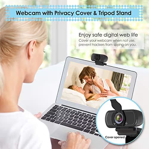 ToLuLu 1080P Webcam with Microphone, HD Webcam Web Camera with Tripod Stand, Widescreen USB Computer Camera, Streaming Mic Web cam for Online Calling/Conferencing,Facetime/YouTube Desktop Laptop PC image