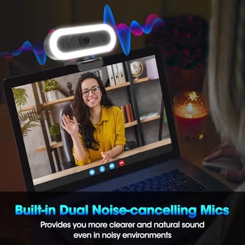 ToLuLu Streaming Webcam 2K 50FPS Web Cam, LED RGB Webcam with Microphone and Light, Autofocus Computer Camera with Cover and Tripod, Plug-Play USB Web cam for PC Desktop/MacBook Gaming Video Calling image
