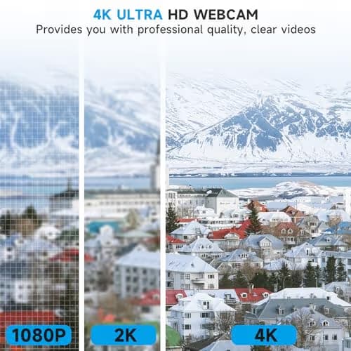 AOC White 4k Webcam for PC with Microphone, Computer Camera with Noise Cancellation, Privacy Cover, 99° FOV, Plug & Play USB Webcam for Streaming, Conferencing, Zoom, Skype, Facetime image