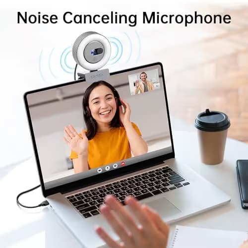 GUSGU 2K QHD Webcam with Microphone and Ring Light, G910 Web Camera Privacy Cover, USB Plug&Play Computer Camera for PC/Desktop/Laptop/Mac, Streaming Camera for Video Conferencing image