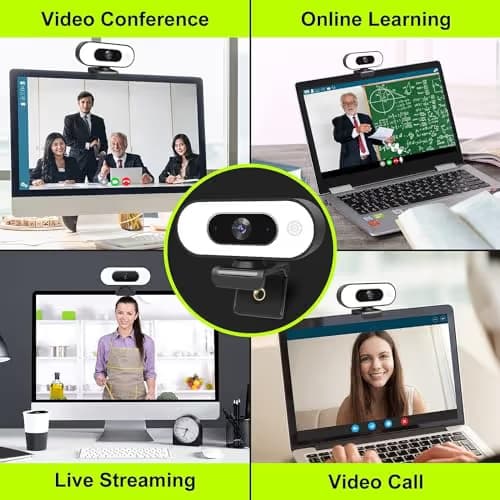 Webcam with Ring Light Microphone - Streaming Web Camera, 1080P Full HD Pro Camera for PC Mac Laptop Desktop, USB Computer Webcam with Privacy Cover and Tripod for Zoom Meeting Skype Teams Twitch image