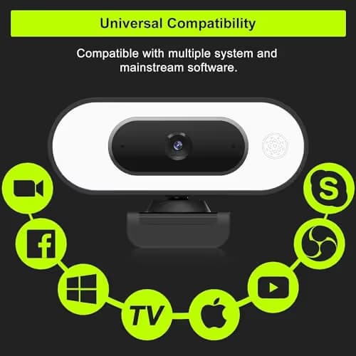Webcam with Ring Light Microphone - Streaming Web Camera, 1080P Full HD Pro Camera for PC Mac Laptop Desktop, USB Computer Webcam with Privacy Cover and Tripod for Zoom Meeting Skype Teams Twitch image