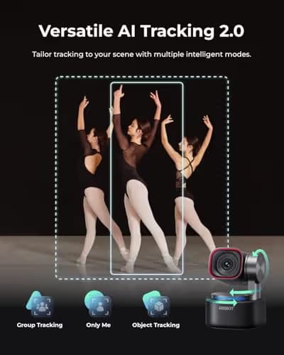 OBSBOT Tiny 3 AI-Powered Spatial Audio 4K Webcam, AI Tracking PTZ Camera with 1/1.28" Sensor, Tri-Mic, Voice & Gesture Control, 120FPS, HDR, Web Cam for PC, Laptop, Streaming, Meeting, Switch 2, etc. image