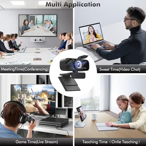 Gohero Full HD 1080P Video Webcam, Noise Cancellation, Privacy Cover, Wide-Angle Lens, Auto Light Correction, Plug & Play USB Webcam for Laptop, Desktop, PC, Mac, Zoom, Skype Pro Series image