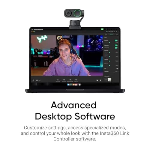 Insta360 Link 2 - PTZ 4K Webcam for PC/Mac, 1/2" Sensor, AI Tracking, HDR, AI Noise-Canceling Mic, Gesture Control for Streaming, Video Calls, Gaming, Works with Zoom, Teams, Twitch & More image