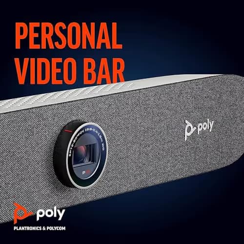 Poly Studio P15 Personal Video Bar (Plantronics + Polycom) - 4K Video Quality - Camera, Microphones & Speaker Solution with Premium Audio & Video - Certified for Zoom and Teams image