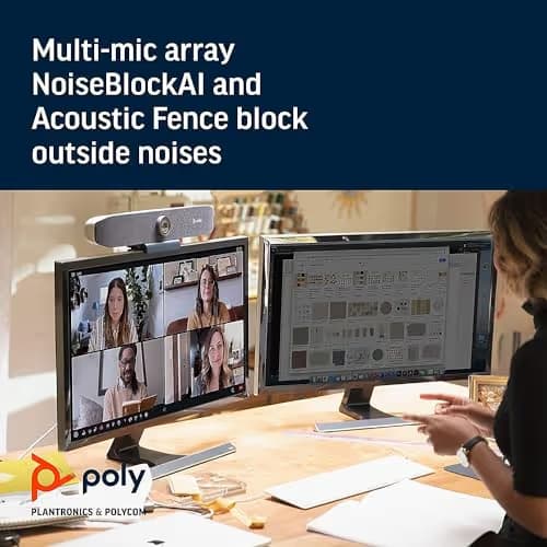 Poly Studio P15 Personal Video Bar (Plantronics + Polycom) - 4K Video Quality - Camera, Microphones & Speaker Solution with Premium Audio & Video - Certified for Zoom and Teams image